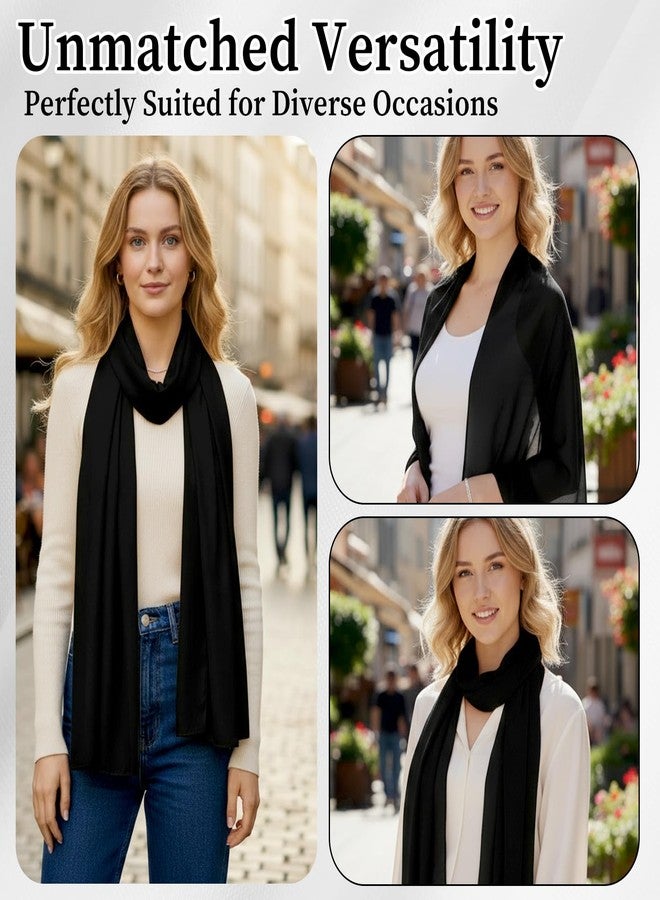 ADLABLD Chiffon Shawls and Wraps for Evening Dresses Soft Scarf Elegant Wedding Shawl Wraps Bridal Scarve for Women (Black) - Image 2